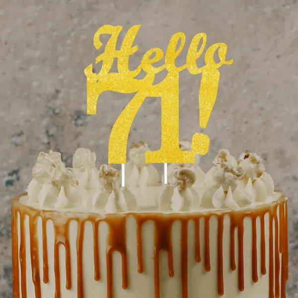 Gold_Hello_71_Cake_Topper_|_Gold_Glitter_Birthday_Cake_Topper_For_Women_&_Men_|_Elegant_71St_Celebration_Decoration_For_Milestone_Parties_|_Reusable_Cake_Decor
