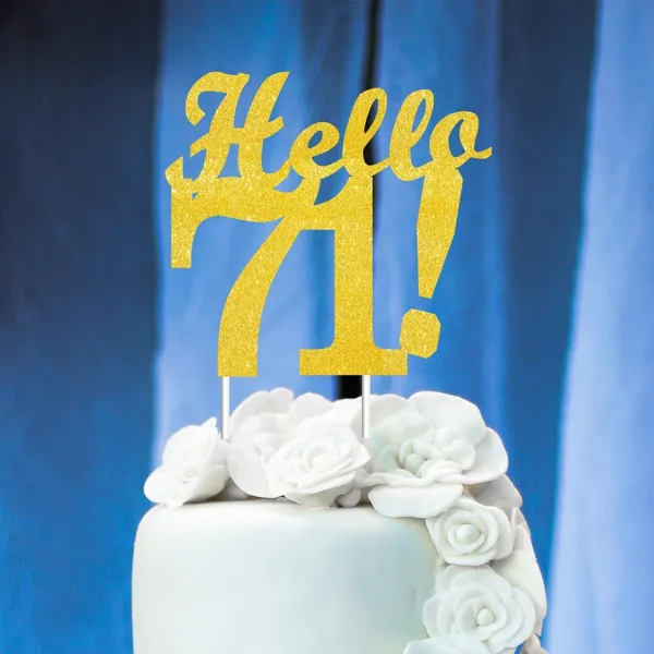Gold_Hello_71_Cake_Topper_|_Gold_Glitter_Birthday_Cake_Topper_For_Women_&_Men_|_Elegant_71St_Celebration_Decoration_For_Milestone_Parties_|_Reusable_Cake_Decor