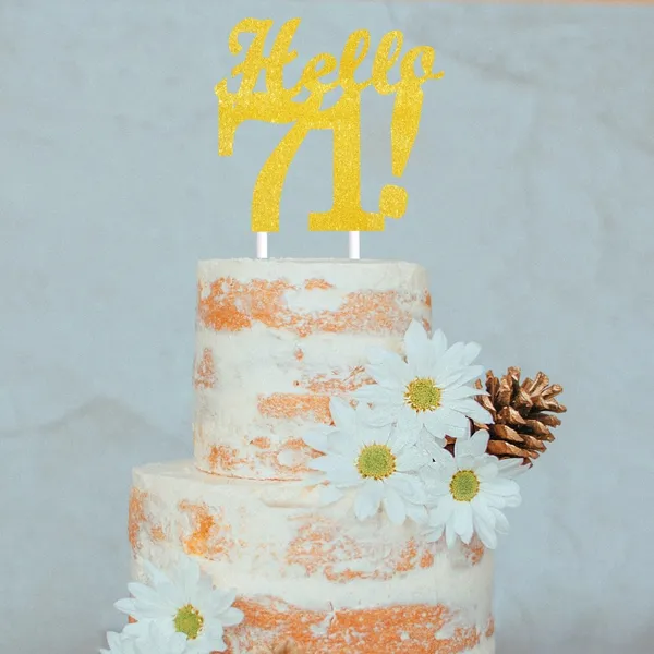 Gold_Hello_71_Cake_Topper_|_Gold_Glitter_Birthday_Cake_Topper_For_Women_&_Men_|_Elegant_71St_Celebration_Decoration_For_Milestone_Parties_|_Reusable_Cake_Decor
