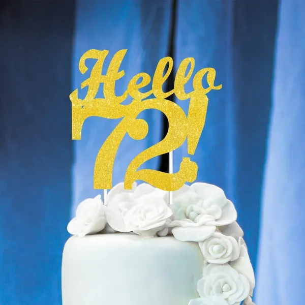 Gold_Hello_72_Cake_Topper_|_Gold_Glitter_Birthday_Cake_Topper_For_Women_&_Men_|_Elegant_72Nd_Celebration_Decoration_For_Milestone_Parties_|_Reusable_Cake_Decor