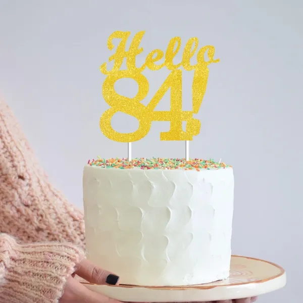 Gold_Hello_84_Cake_Topper_|_Gold_Glitter_Birthday_Cake_Topper_For_Women_&_Men_|_Elegant_84Th_Celebration_Decoration_For_Milestone_Parties_|_Reusable_Cake_Decor