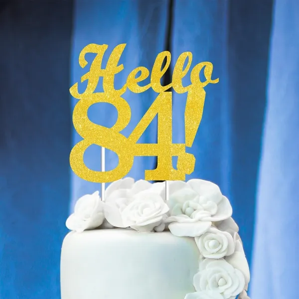 Gold_Hello_84_Cake_Topper_|_Gold_Glitter_Birthday_Cake_Topper_For_Women_&_Men_|_Elegant_84Th_Celebration_Decoration_For_Milestone_Parties_|_Reusable_Cake_Decor