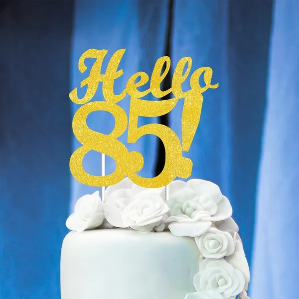 Gold_Hello_85_Cake_Topper_|_Gold_Glitter_Birthday_Cake_Topper_For_Women_&_Men_|_Elegant_85Th_Celebration_Decoration_For_Milestone_Parties_|_Reusable_Cake_Decor