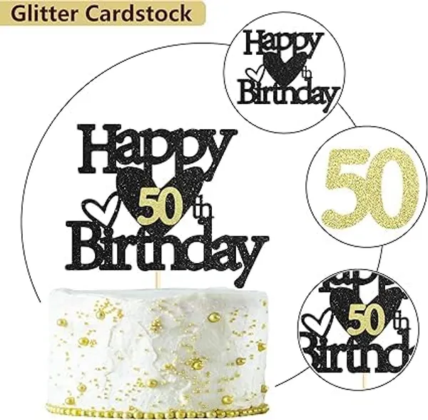 Black_Happy_50Th_Birthday_Black_Glitter_Cake_Topper_|_Elegant_Party_Decoration_For_All_Ages_|_Reusable_Cake_Décor