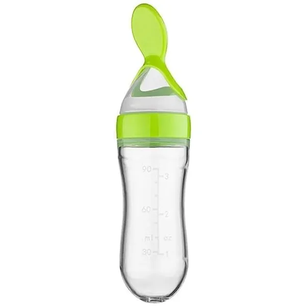 Multi_Combo_Of_Feeding_Bottle_With_Spoon_&_Fruit_Feeder_Pacifier_|_Food_Feeder_With_Rattle_&_Spoon_|_Spoon_Squeeze_Feeder_|_Silicone_Baby_Feeding_Spoon_|_Green_Color