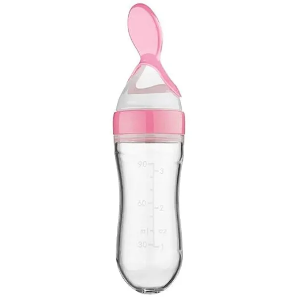 Pink_Combo_Of_Feeding_Bottle_With_Spoon_&_Fruit_Feeder_Pacifier_|_Food_Feeder_With_Rattle_&_Spoon_|_Spoon_Squeeze_Feeder_|_Silicone_Baby_Feeding_Spoon_|_Pink_Color