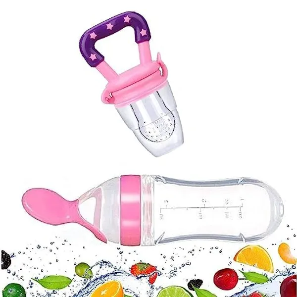 Pink_Combo_Of_Feeding_Bottle_With_Spoon_&_Fruit_Feeder_Pacifier_|_Food_Feeder_With_Rattle_&_Spoon_|_Spoon_Squeeze_Feeder_|_Silicone_Baby_Feeding_Spoon_|_Pink_Color
