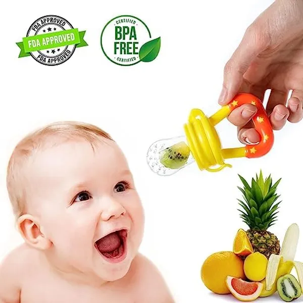 Multi_Combo_Of_Feeding_Bottle_With_Spoon_&_Fruit_Feeder_Pacifier_|_Food_Feeder_With_Rattle_&_Spoon_|_Spoon_Squeeze_Feeder_|_Silicone_Baby_Feeding_Spoon_|_Yellow_Color