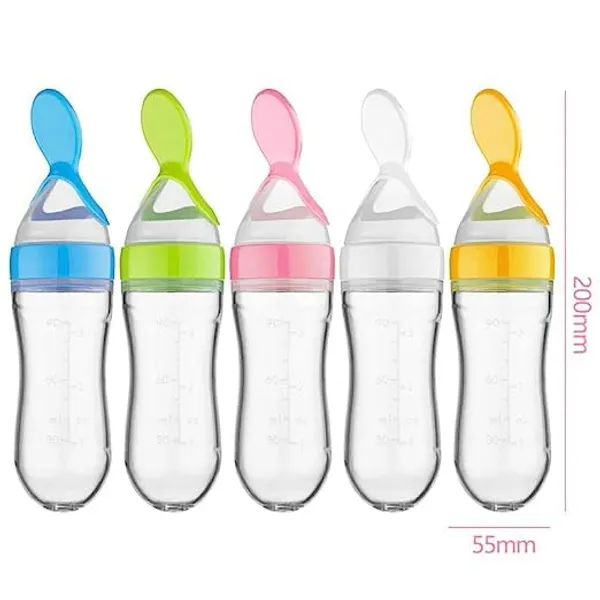 Multi_Combo_Of_Feeding_Bottle_With_Spoon_&_Fruit_Feeder_Pacifier_|_Food_Feeder_With_Rattle_&_Spoon_|_Spoon_Squeeze_Feeder_|_Silicone_Baby_Feeding_Spoon_|_Yellow_Color