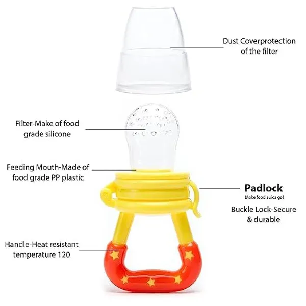 Multi_Combo_Of_Feeding_Bottle_With_Spoon_&_Fruit_Feeder_Pacifier_|_Food_Feeder_With_Rattle_&_Spoon_|_Spoon_Squeeze_Feeder_|_Silicone_Baby_Feeding_Spoon_|_Yellow_Color