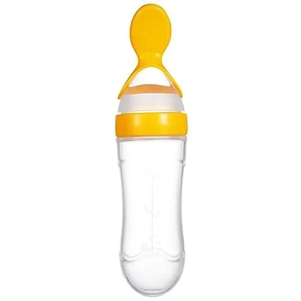 Multi_Combo_Of_Feeding_Bottle_With_Spoon_&_Fruit_Feeder_Pacifier_|_Food_Feeder_With_Rattle_&_Spoon_|_Spoon_Squeeze_Feeder_|_Silicone_Baby_Feeding_Spoon_|_Yellow_Color