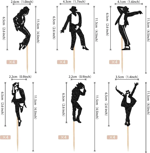 Multicollor_Dance_Theme_Cupcake_Toppers_|_Black_Glitter_Dancer_Silhouette_Cake_Picks_|_Party_Decorations_For_Birthday,_Dance_Events,_Hip-Hop_Parties,_Stage_Shows_&_Cupcakes_|_Pack_Of_24