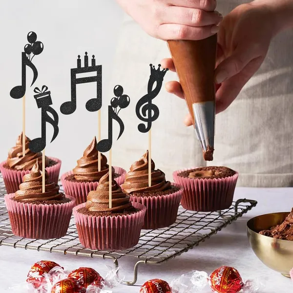 Multicollor_Music_Theme_Cupcake_Toppers_|_Black_Glitter_Musical_Notes_Cake_Picks_|_Party_Decorations_For_Birthday,_Concert,_Music_School_Events,_Singing_Parties,_Cupcakes_&_Desserts_|_Pack_Of_24