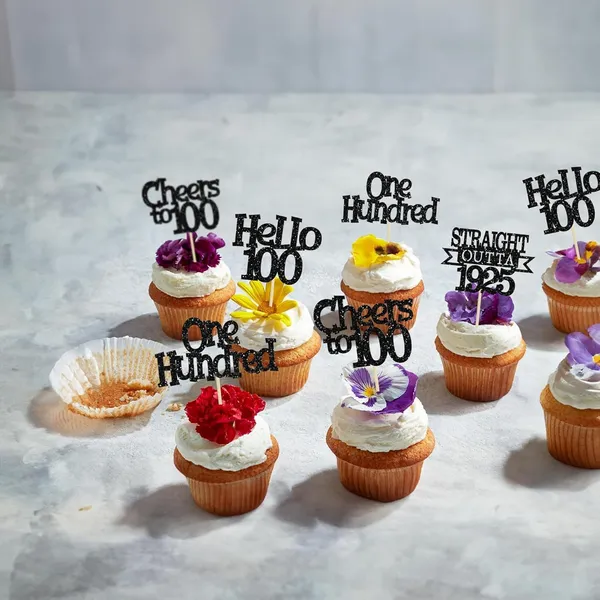 Multicollor_24Pcs_Happy_100Th_Birthday_Cupcake_Toppers_|_Cheers_To_100_Years_Glitter_Cupcake_Picks_|_Straight_Outta_1925_Cake_Decorations_|_100Th_Birthday_Or_Anniversary_Party_Supplies_Â€“_Black