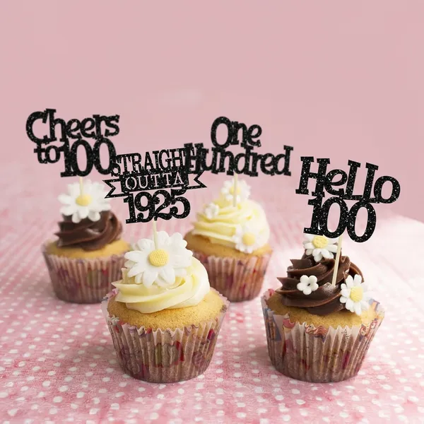 Multicollor_24Pcs_Happy_100Th_Birthday_Cupcake_Toppers_|_Cheers_To_100_Years_Glitter_Cupcake_Picks_|_Straight_Outta_1925_Cake_Decorations_|_100Th_Birthday_Or_Anniversary_Party_Supplies_Â€“_Black