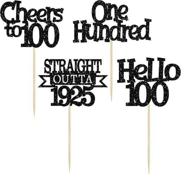 Multicollor_24Pcs_Happy_100Th_Birthday_Cupcake_Toppers_|_Cheers_To_100_Years_Glitter_Cupcake_Picks_|_Straight_Outta_1925_Cake_Decorations_|_100Th_Birthday_Or_Anniversary_Party_Supplies_Â€“_Black