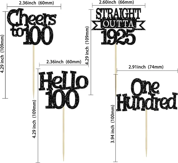 Multicollor_24Pcs_Happy_100Th_Birthday_Cupcake_Toppers_|_Cheers_To_100_Years_Glitter_Cupcake_Picks_|_Straight_Outta_1925_Cake_Decorations_|_100Th_Birthday_Or_Anniversary_Party_Supplies_Â€“_Black