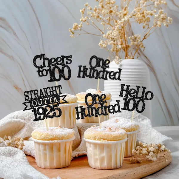 Multicollor_24Pcs_Happy_100Th_Birthday_Cupcake_Toppers_|_Cheers_To_100_Years_Glitter_Cupcake_Picks_|_Straight_Outta_1925_Cake_Decorations_|_100Th_Birthday_Or_Anniversary_Party_Supplies_Â€“_Black