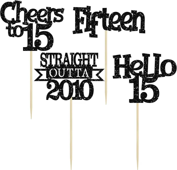 Multicollor_24Pcs_Happy_15Th_Birthday_Cupcake_Toppers_|_Cheers_To_15_Years_Glitter_Cupcake_Picks_|_Straight_Outta_2010_Cake_Decorations_|_15Th_Birthday_Or_Anniversary_Party_Supplies_Â€“_Black