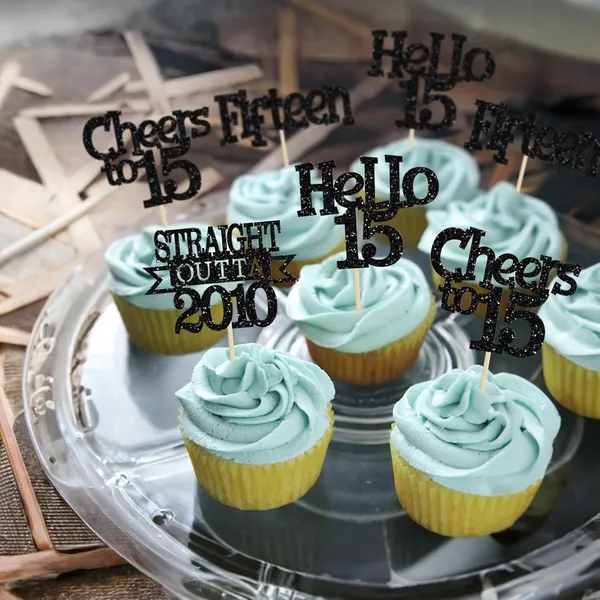 Multicollor_24Pcs_Happy_15Th_Birthday_Cupcake_Toppers_|_Cheers_To_15_Years_Glitter_Cupcake_Picks_|_Straight_Outta_2010_Cake_Decorations_|_15Th_Birthday_Or_Anniversary_Party_Supplies_Â€“_Black