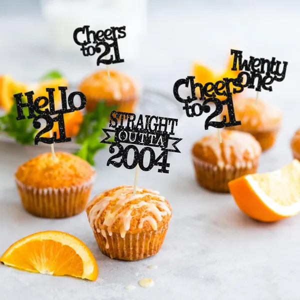 Multicollor_24Pcs_Happy_21St_Birthday_Cupcake_Toppers_|_Cheers_To_21_Years_Glitter_Cupcake_Picks_|_Straight_Outta_2004_Cake_Decorations_|_21St_Birthday_Or_Anniversary_Party_Supplies_Â€“_Black