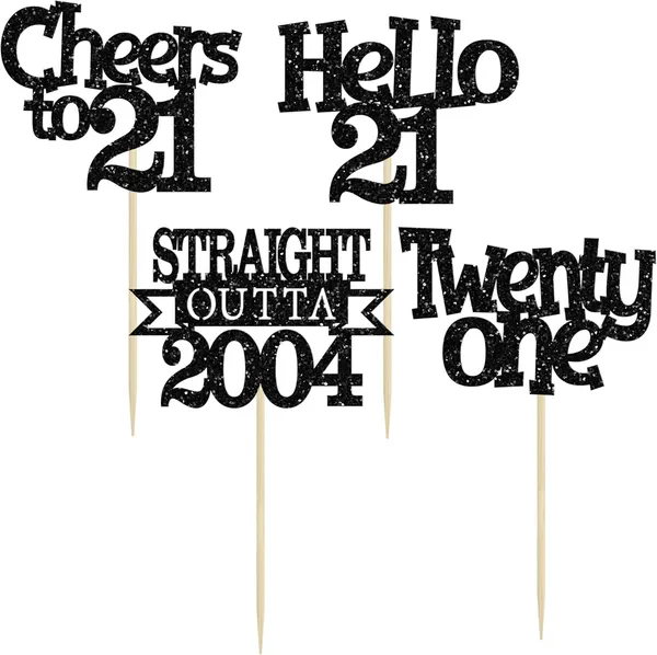 Multicollor_24Pcs_Happy_21St_Birthday_Cupcake_Toppers_|_Cheers_To_21_Years_Glitter_Cupcake_Picks_|_Straight_Outta_2004_Cake_Decorations_|_21St_Birthday_Or_Anniversary_Party_Supplies_Â€“_Black