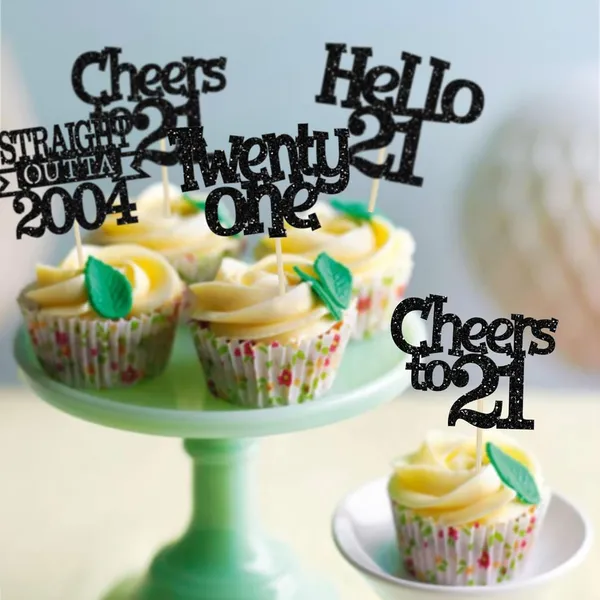Multicollor_24Pcs_Happy_21St_Birthday_Cupcake_Toppers_|_Cheers_To_21_Years_Glitter_Cupcake_Picks_|_Straight_Outta_2004_Cake_Decorations_|_21St_Birthday_Or_Anniversary_Party_Supplies_Â€“_Black