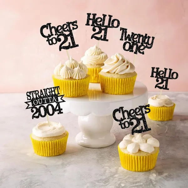 Multicollor_24Pcs_Happy_21St_Birthday_Cupcake_Toppers_|_Cheers_To_21_Years_Glitter_Cupcake_Picks_|_Straight_Outta_2004_Cake_Decorations_|_21St_Birthday_Or_Anniversary_Party_Supplies_Â€“_Black