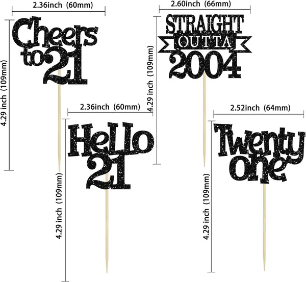 Multicollor_24Pcs_Happy_21St_Birthday_Cupcake_Toppers_|_Cheers_To_21_Years_Glitter_Cupcake_Picks_|_Straight_Outta_2004_Cake_Decorations_|_21St_Birthday_Or_Anniversary_Party_Supplies_Â€“_Black