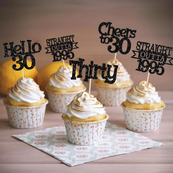 Multicollor_24Pcs_Happy_30Th_Birthday_Cupcake_Toppers_|_Cheers_To_30_Years_Glitter_Cupcake_Picks_|_Straight_Outta_1995_Cake_Decorations_|_30Th_Birthday_Or_Anniversary_Party_Supplies_Â€“_Black