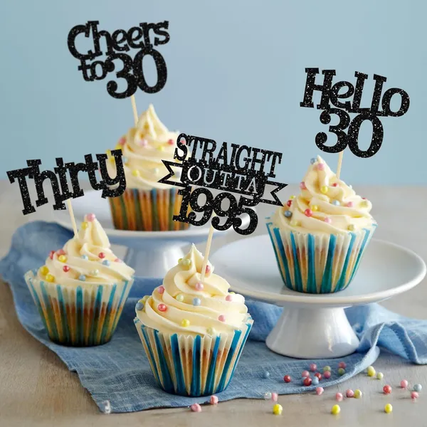Multicollor_24Pcs_Happy_30Th_Birthday_Cupcake_Toppers_|_Cheers_To_30_Years_Glitter_Cupcake_Picks_|_Straight_Outta_1995_Cake_Decorations_|_30Th_Birthday_Or_Anniversary_Party_Supplies_Â€“_Black