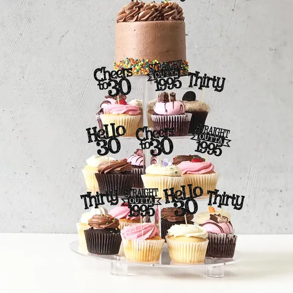 Multicollor_24Pcs_Happy_30Th_Birthday_Cupcake_Toppers_|_Cheers_To_30_Years_Glitter_Cupcake_Picks_|_Straight_Outta_1995_Cake_Decorations_|_30Th_Birthday_Or_Anniversary_Party_Supplies_Â€“_Black