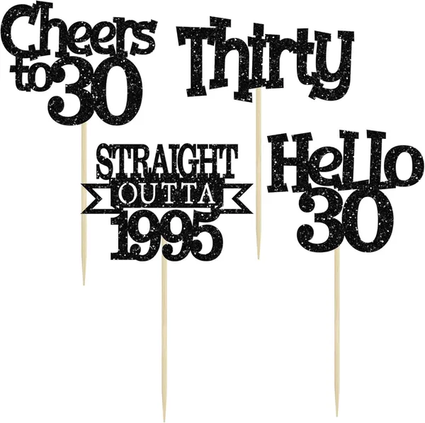 Multicollor_24Pcs_Happy_30Th_Birthday_Cupcake_Toppers_|_Cheers_To_30_Years_Glitter_Cupcake_Picks_|_Straight_Outta_1995_Cake_Decorations_|_30Th_Birthday_Or_Anniversary_Party_Supplies_Â€“_Black