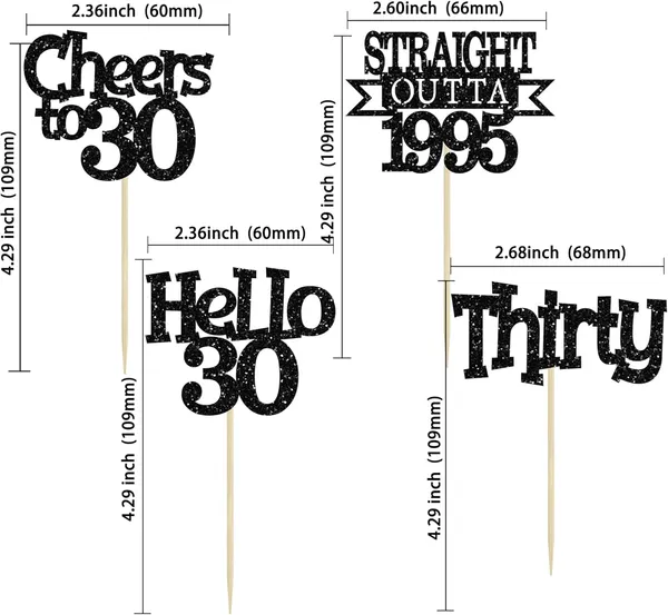 Multicollor_24Pcs_Happy_30Th_Birthday_Cupcake_Toppers_|_Cheers_To_30_Years_Glitter_Cupcake_Picks_|_Straight_Outta_1995_Cake_Decorations_|_30Th_Birthday_Or_Anniversary_Party_Supplies_Â€“_Black