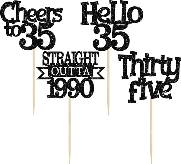 Multicollor_24Pcs_Happy_35Th_Birthday_Cupcake_Toppers_|_Cheers_To_35_Years_Glitter_Cupcake_Picks_|_Straight_Outta_1990_Cake_Decorations_|_35Th_Birthday_Or_Anniversary_Party_Supplies_Â€“_Black