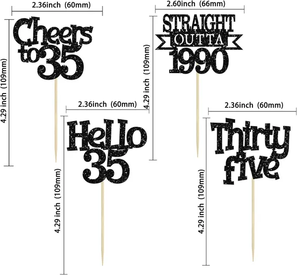 Multicollor_24Pcs_Happy_35Th_Birthday_Cupcake_Toppers_|_Cheers_To_35_Years_Glitter_Cupcake_Picks_|_Straight_Outta_1990_Cake_Decorations_|_35Th_Birthday_Or_Anniversary_Party_Supplies_Â€“_Black