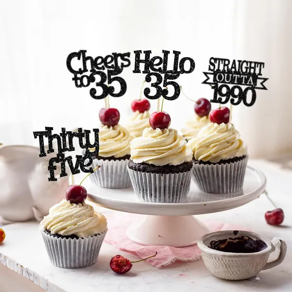 Multicollor_24Pcs_Happy_35Th_Birthday_Cupcake_Toppers_|_Cheers_To_35_Years_Glitter_Cupcake_Picks_|_Straight_Outta_1990_Cake_Decorations_|_35Th_Birthday_Or_Anniversary_Party_Supplies_Â€“_Black