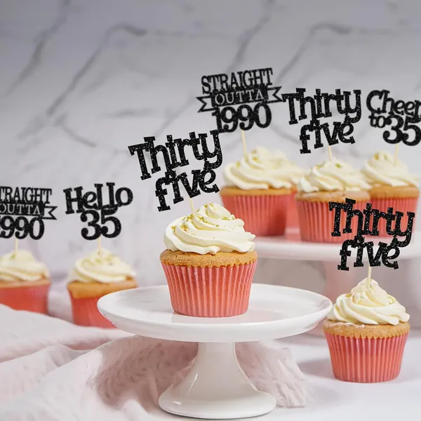 Multicollor_24Pcs_Happy_35Th_Birthday_Cupcake_Toppers_|_Cheers_To_35_Years_Glitter_Cupcake_Picks_|_Straight_Outta_1990_Cake_Decorations_|_35Th_Birthday_Or_Anniversary_Party_Supplies_Â€“_Black