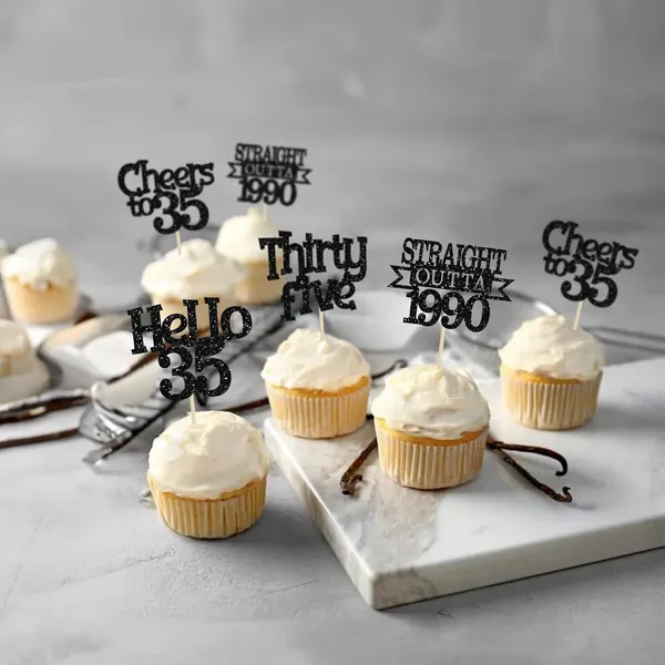 Multicollor_24Pcs_Happy_35Th_Birthday_Cupcake_Toppers_|_Cheers_To_35_Years_Glitter_Cupcake_Picks_|_Straight_Outta_1990_Cake_Decorations_|_35Th_Birthday_Or_Anniversary_Party_Supplies_Â€“_Black