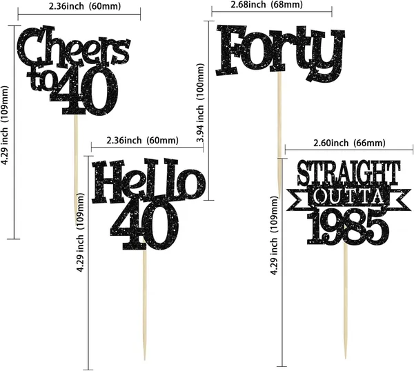Multicollor_24Pcs_Happy_40Th_Birthday_Cupcake_Toppers_|_Cheers_To_40_Years_Glitter_Cupcake_Picks_|_Straight_Outta_1985_Cake_Decorations_|_40Th_Birthday_Or_Anniversary_Party_Supplies_Â€“_Black