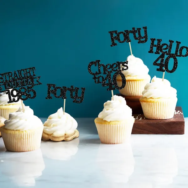 Multicollor_24Pcs_Happy_40Th_Birthday_Cupcake_Toppers_|_Cheers_To_40_Years_Glitter_Cupcake_Picks_|_Straight_Outta_1985_Cake_Decorations_|_40Th_Birthday_Or_Anniversary_Party_Supplies_Â€“_Black