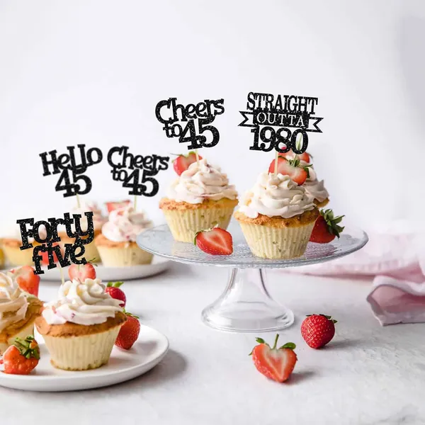 Multicollor_24Pcs_Happy_45Th_Birthday_Cupcake_Toppers_|_Cheers_To_45_Years_Glitter_Cupcake_Picks_|_Straight_Outta_1980_Cake_Decorations_|_45Th_Birthday_Or_Anniversary_Party_Supplies_Â€“_Black