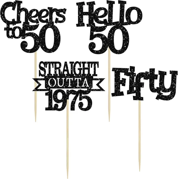 Multicollor_24Pcs_Happy_50Th_Birthday_Cupcake_Toppers_|_Cheers_To_50_Years_Glitter_Cupcake_Picks_|_Straight_Outta_1975_Cake_Decorations_|_50Th_Birthday_Or_Anniversary_Party_Supplies_Â€“_Black