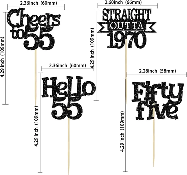 Multicollor_24Pcs_Happy_55Th_Birthday_Cupcake_Toppers_|_Cheers_To_55_Years_Glitter_Cupcake_Picks_|_Straight_Outta_1970_Cake_Decorations_|_55Th_Birthday_Or_Anniversary_Party_Supplies_Â€“_Black