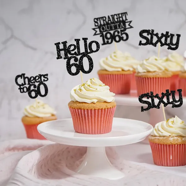 Multicollor_24Pcs_Happy_60Th_Birthday_Cupcake_Toppers_|_Cheers_To_60_Years_Glitter_Cupcake_Picks_|_Straight_Outta_1965_Cake_Decorations_|_60Th_Birthday_Or_Anniversary_Party_Supplies_Â€“_Black