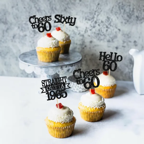 Multicollor_24Pcs_Happy_60Th_Birthday_Cupcake_Toppers_|_Cheers_To_60_Years_Glitter_Cupcake_Picks_|_Straight_Outta_1965_Cake_Decorations_|_60Th_Birthday_Or_Anniversary_Party_Supplies_Â€“_Black