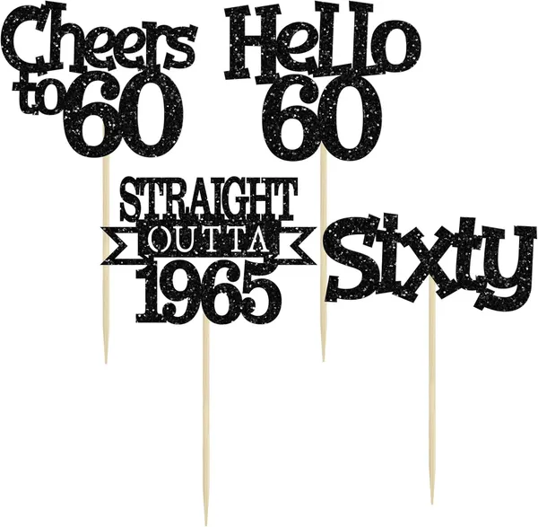 Multicollor_24Pcs_Happy_60Th_Birthday_Cupcake_Toppers_|_Cheers_To_60_Years_Glitter_Cupcake_Picks_|_Straight_Outta_1965_Cake_Decorations_|_60Th_Birthday_Or_Anniversary_Party_Supplies_Â€“_Black