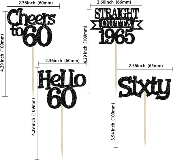 Multicollor_24Pcs_Happy_60Th_Birthday_Cupcake_Toppers_|_Cheers_To_60_Years_Glitter_Cupcake_Picks_|_Straight_Outta_1965_Cake_Decorations_|_60Th_Birthday_Or_Anniversary_Party_Supplies_Â€“_Black
