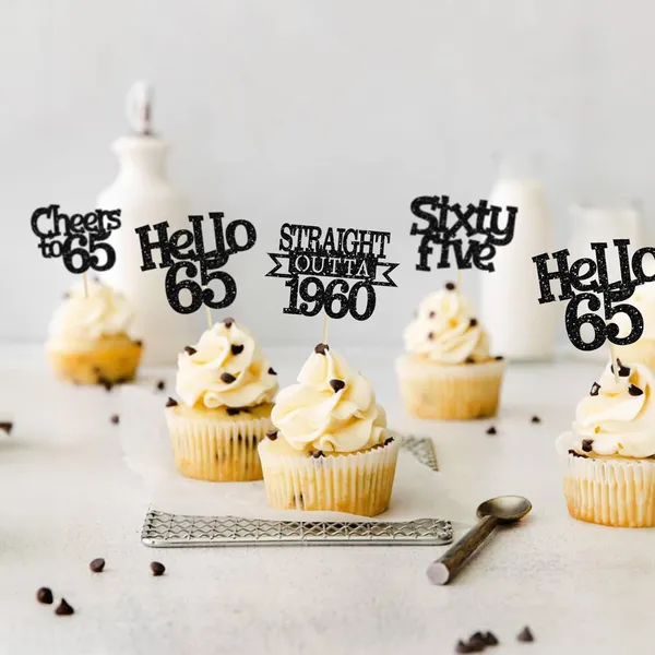 Multicollor_24Pcs_Happy_65Th_Birthday_Cupcake_Toppers_|_Cheers_To_65_Years_Glitter_Cupcake_Picks_|_Straight_Outta_1960_Cake_Decorations_|_65Th_Birthday_Or_Anniversary_Party_Supplies_Â€“_Black