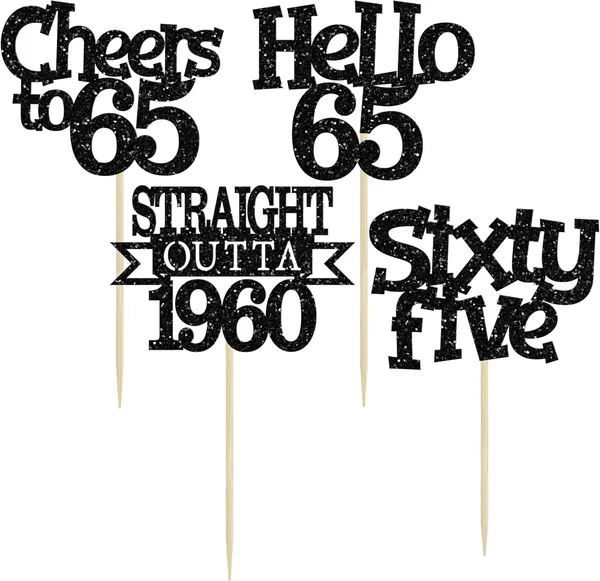 Multicollor_24Pcs_Happy_65Th_Birthday_Cupcake_Toppers_|_Cheers_To_65_Years_Glitter_Cupcake_Picks_|_Straight_Outta_1960_Cake_Decorations_|_65Th_Birthday_Or_Anniversary_Party_Supplies_Â€“_Black